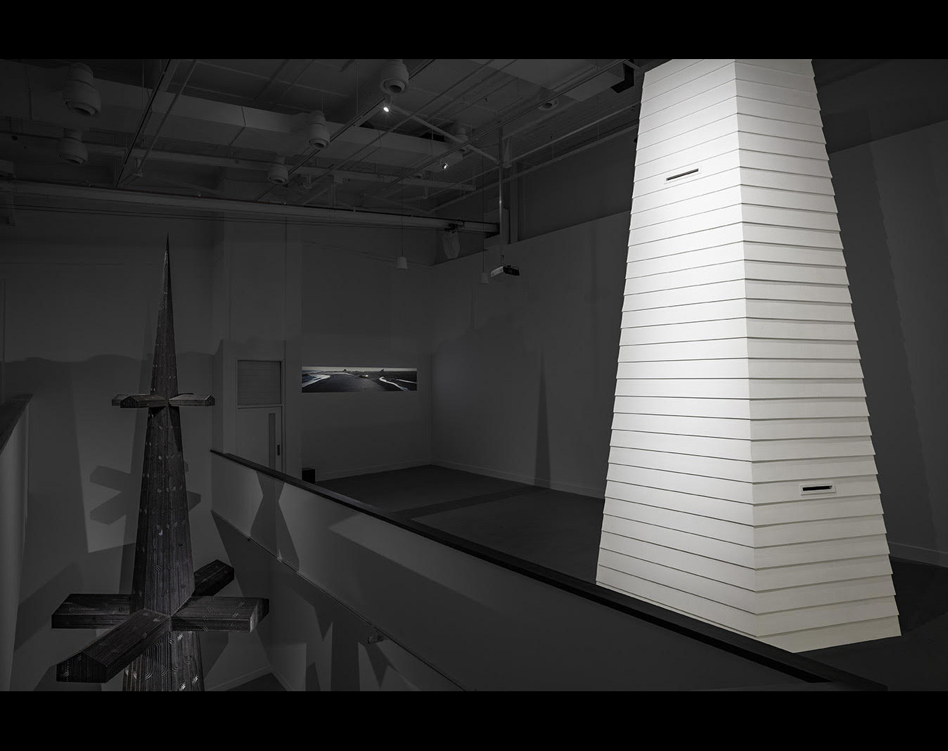Video projection by New Zealand artist Brett Graham and Animation Research Ltd., at the Tai Moana Tai Tangata exhibition Video projection by New Zealand artist Brett Graham and Animation Research Ltd., at the Tai Moana Tai Tangata exhibition